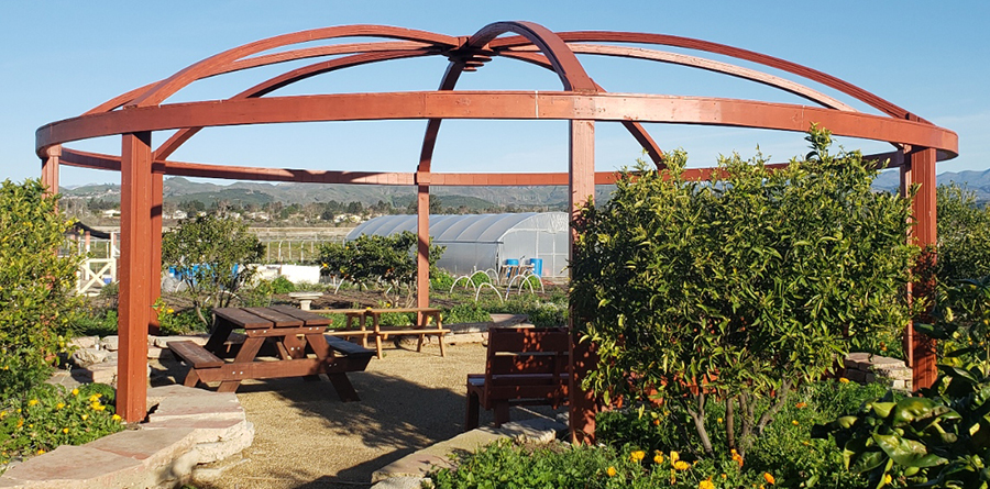 picture of a gazebo and picnic area at a farm